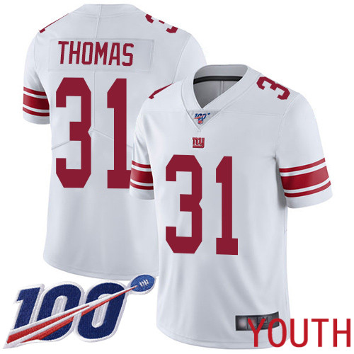 Youth New York Giants #31 Michael Thomas White Vapor Untouchable Limited Player 100th Season Football NFL Jersey->new york giants->NFL Jersey